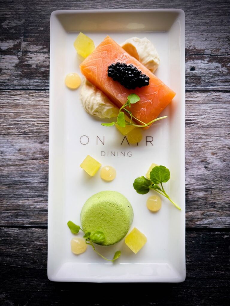 fine dining salmon and caviar dish